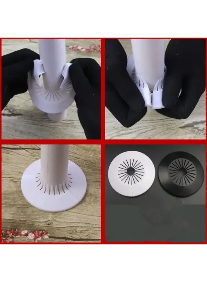 PVC Pipe Hole Covers 6pcs Black White Spiral Snap On Decorative Cable Covers - Image 5