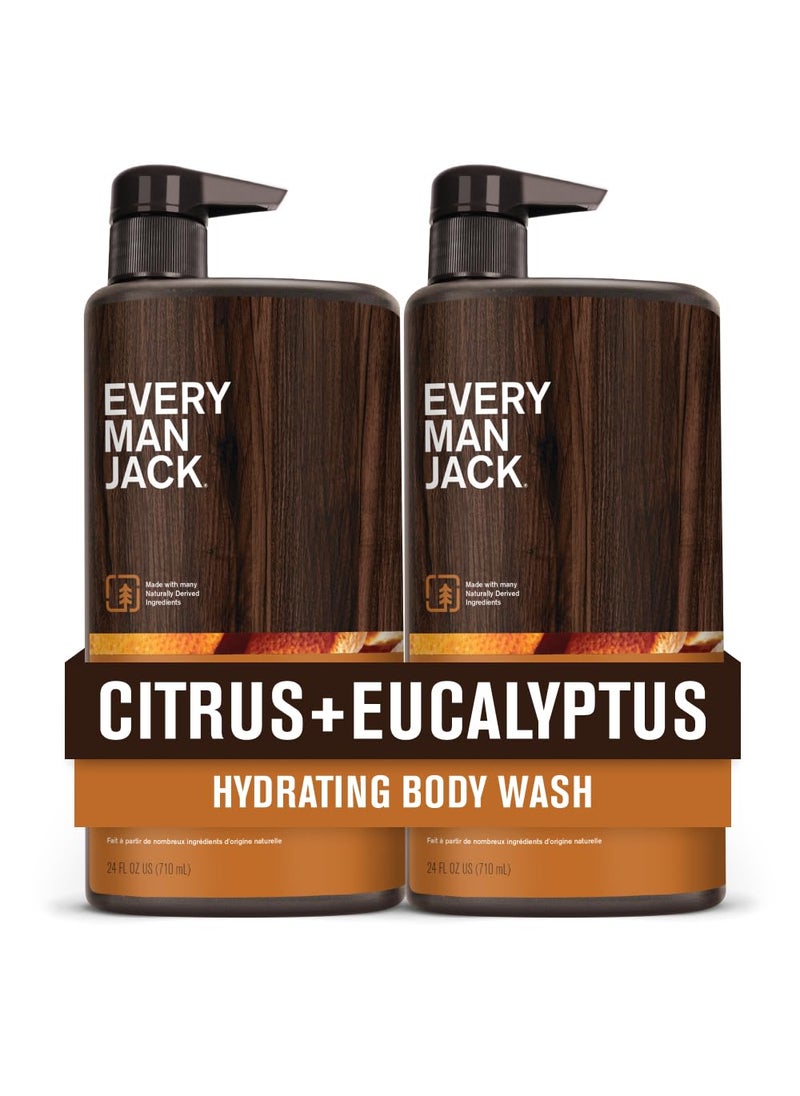 Every Man Jack - Every Man Jack Nourishing Citrus  Eucalyptus Mens Body Wash for All Skin Types  Naturally Derived Ingredients  Cleanse and Hydrate Skin with Coconut and Glycerin  24 Fl Oz 2 Pack - Image 1