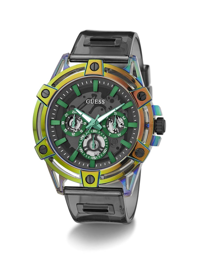GUESS ساعة كينغ للرجال متعددة الوظائف باللون الأسود مصنوعة من البولي يوريثين الحيوي GW0806G5 - 48 مم - Image 5