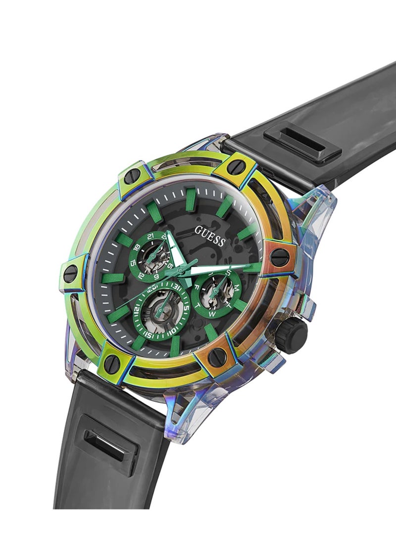 GUESS ساعة كينغ للرجال متعددة الوظائف باللون الأسود مصنوعة من البولي يوريثين الحيوي GW0806G5 - 48 مم - Image 2