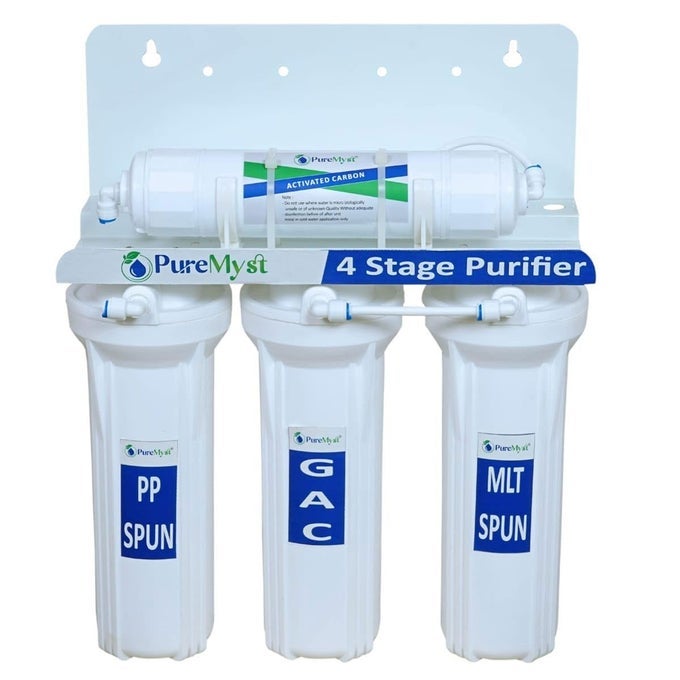 4 STAGE NONELECTRIC GRAVITY BASE UNDER SINKWALL MOUNT UF FILTER MEMBRANE WATER PURIFIER NO TDS REDUCTION NO WASTAGE AND WITHOUT RO NOT SUITABLE FOR BOREWELL OR TANKER WATER