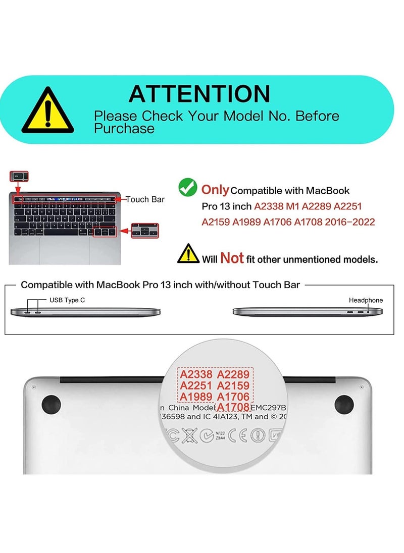 Ntech MacBook Pro 13 Case 2019 2018 2017 2016 Release A1706/A1708/A1989/A2159/A2338/A2251/A2289 Hard Case Shell Cover and Keyboard Skin Cover for MacBook Pro 13 Inch with/Without Touch Bar  - Image 2