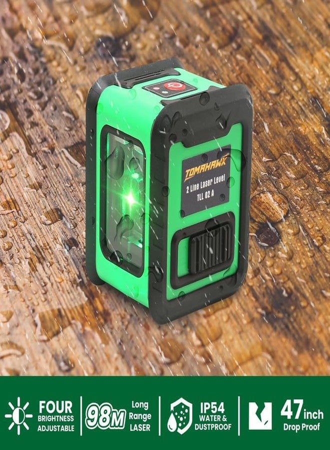 TOMAHAWK® TLC-2315-2 Line laser leveller | Compact 2 Green Line Laser Level - 98ft Green Cross Self-Levelling Laser Line for Construction - Image 2