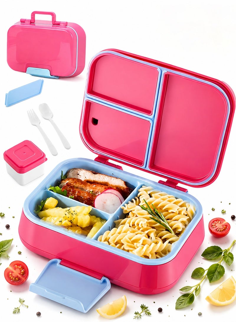 CUBEXELL Bento Box For Kids,Adult Lunch Box,Containers For Adults Men Women With 3 Compartments,Lunchable Food Container With Utensils, Sauce Jar, Microwave & Dishwasher Safe - Image 1