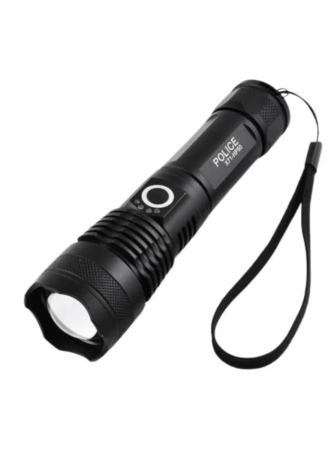 P50 SUPER LIGHT RECHARGEABLE FLASHLIGHT Powerful Flashlights Super Bright P50 LED Rechargeable Flashlight, USB Zoomable Hand Torch Light - Image 1