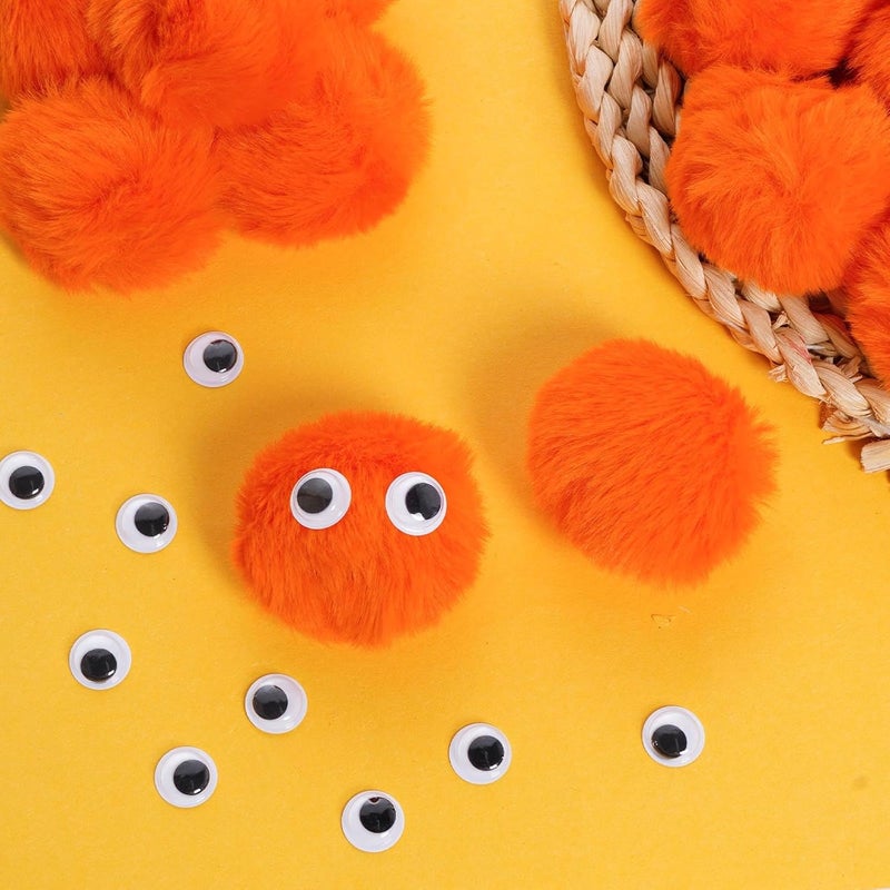 mifengda 50pcs Acrylic Orange Pompom Balls 2 Inch Acrylic Pompoms Large Balls Halloween Costume Pom Poms Crafts Pom Poms with 100pcs Adhesive Eyes for Halloween Party Christmas DIY Crafts - Image 4