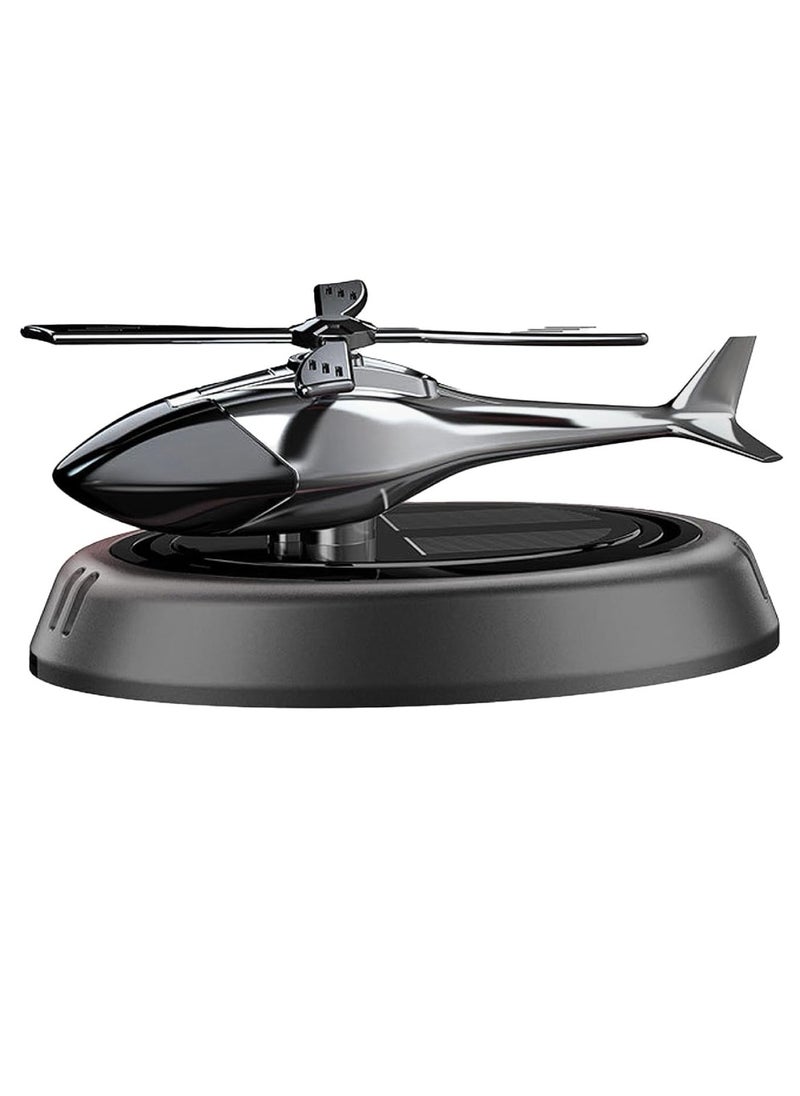 DIGI CORE Car Air Freshener Helicopter Solar Energy Rotating Aromatherapy Aviation Al Alloy Diffuser Interior Decoration Accessories Diffuser For Car & Home Car Perfumes Relieve Stress & Air Purifier Black  - Image 1