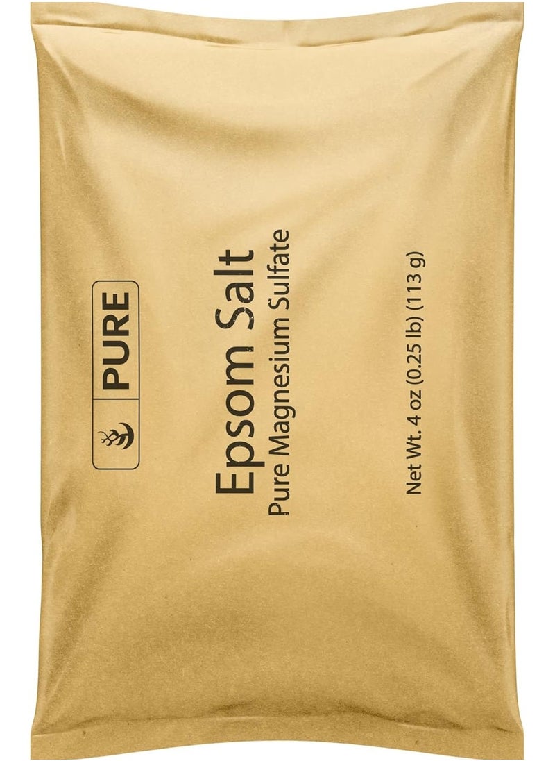 PURE ORIGINAL INGREDIENTS - Pure Original Ingredients Epsom Salt (4 oz) Pure Magnesium Sulfate, Food Grade, Soaking Solution Packaging may vary - Image 1