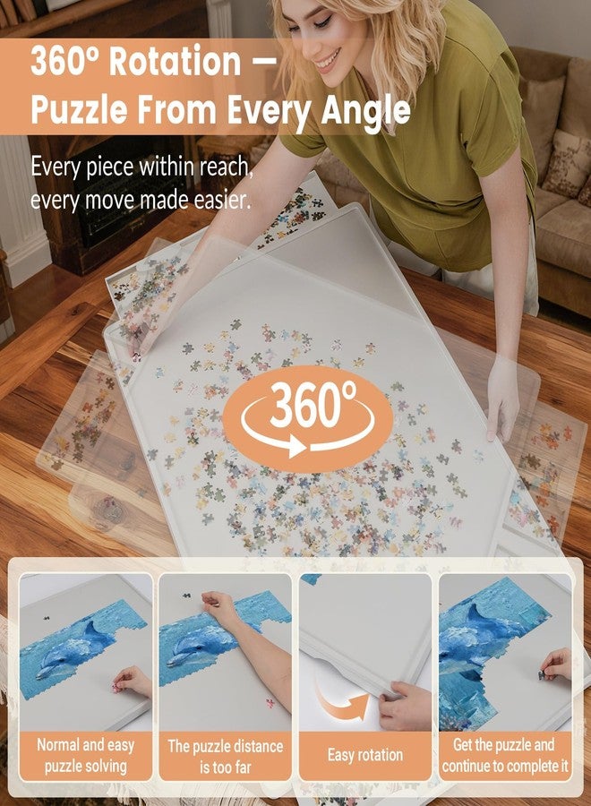 ALL4JIG 1500 Pieces Rotating Lightweight Plastic Puzzle Board with 4 Drawers and Protective Cover, 360° Lazy Susan Design, 34.21"x25.75" Portable Spinning Puzzle Table for Adults, Ideal Gift for Mum - Image 3