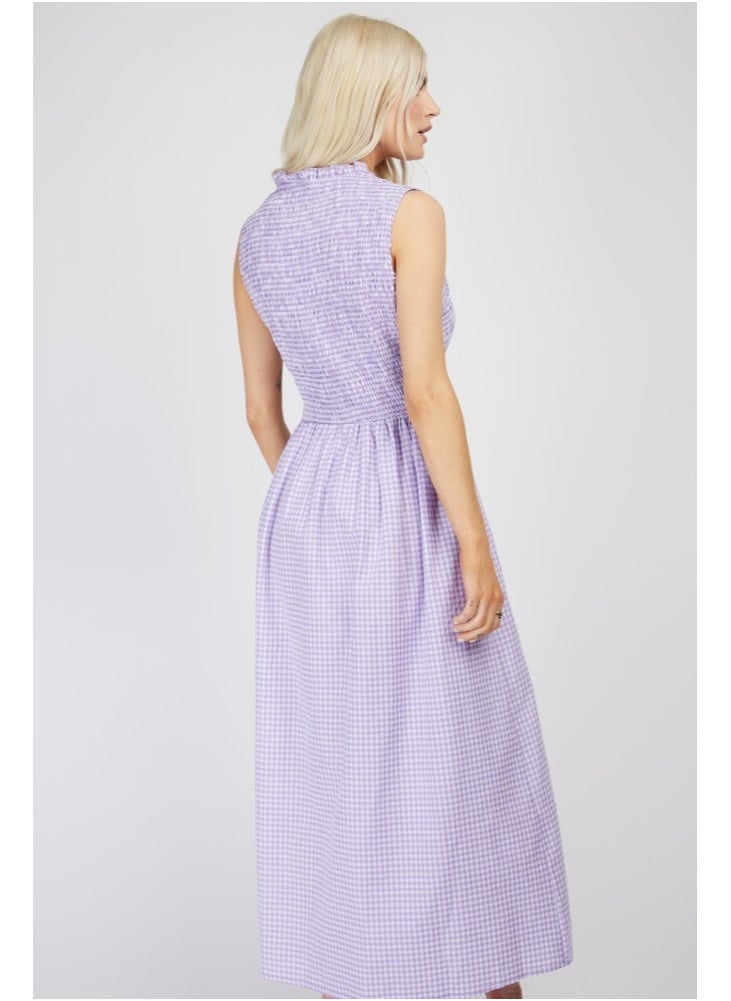 Little Mistress - Little Mistress Lilac Gingham Midaxi - Image 1