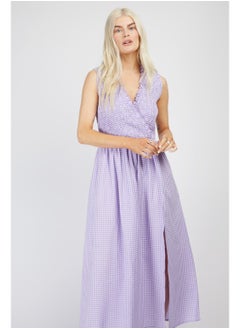 Little Mistress Lilac Gingham Midaxi
