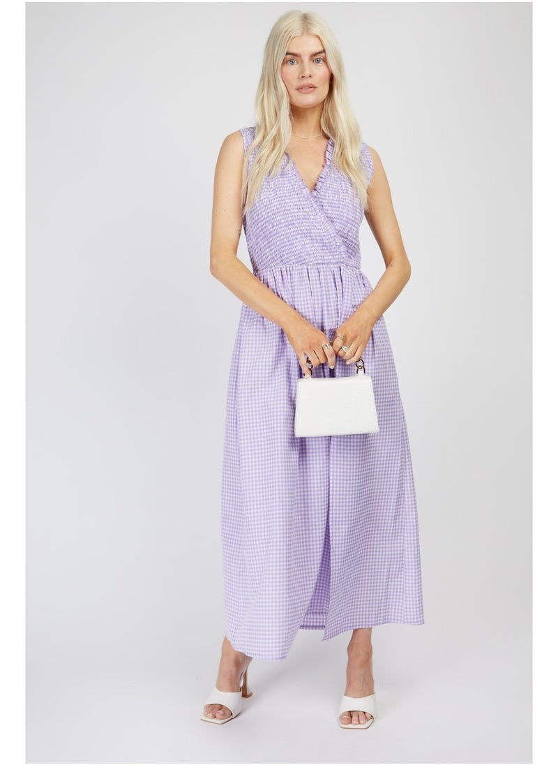 Little Mistress - Little Mistress Lilac Gingham Midaxi - Image 1