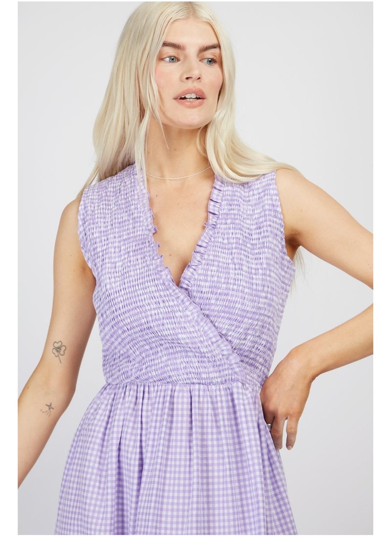 Little Mistress - Little Mistress Lilac Gingham Midaxi - Image 1