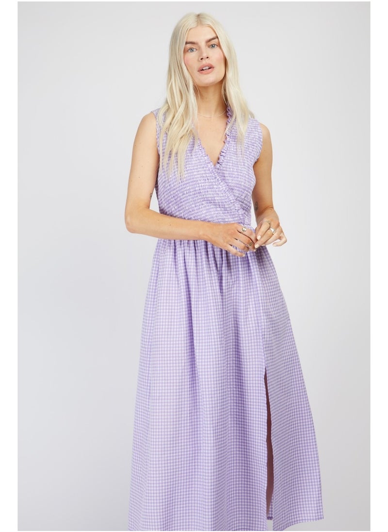 Little Mistress - Little Mistress Lilac Gingham Midaxi - Image 1