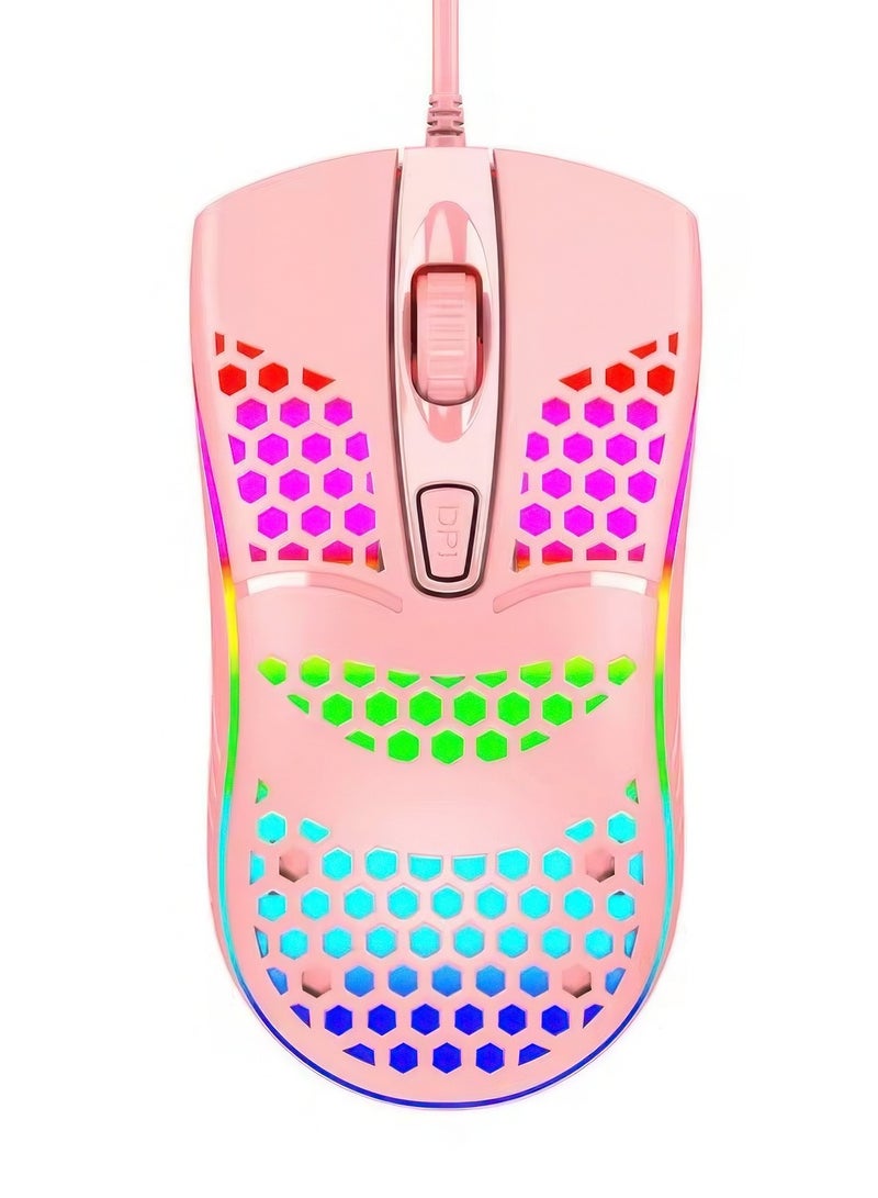 HP S600 Wired Gaming Mouse, 1600 DPI, 4 Buttons, Ergonomic Design - PINK  - Image 2