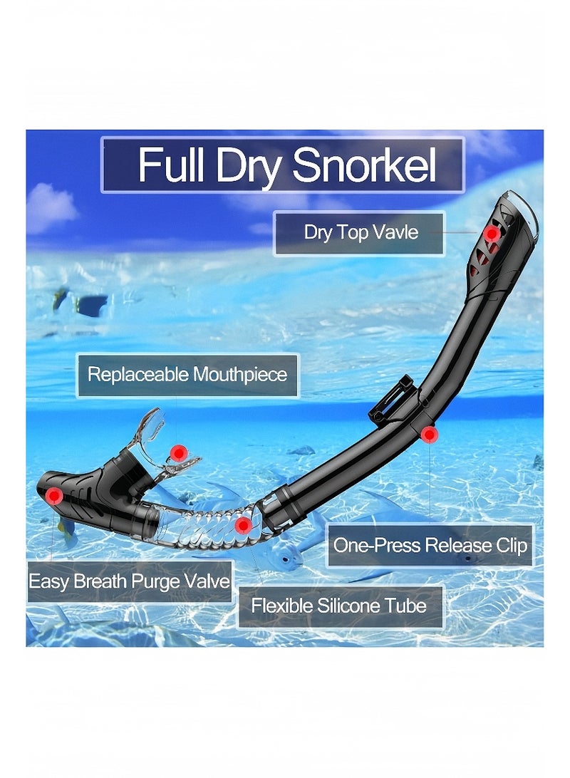 كيبي قناع الغوص بنظام التنفس الجاف الأحدث، قابل للطي بزاوية 180 درجة، نظارات غوص بانورامية بزجاج مقوّى مقاوم للضباب والتسرب، معدات غوص للبالغين والشباب. - Image 3