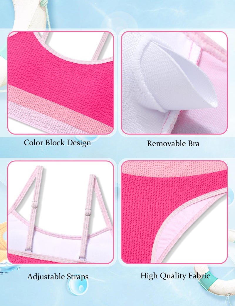 TALLWH Girl Swimsuit, Teen Bathing Suits for Girls 12-14 Casual Color-Block Adjustable Straps Bikini Sets Bathing Suits for 13 Year Old Girls - Image 5