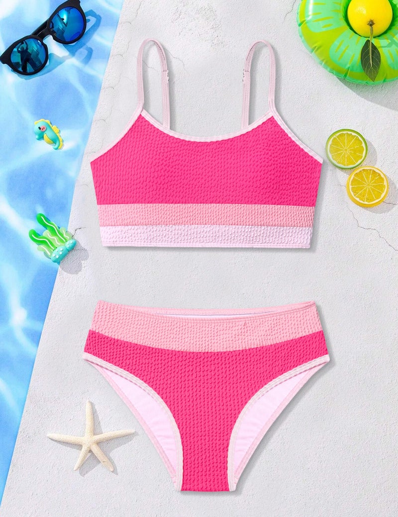 TALLWH Girl Swimsuit, Teen Bathing Suits for Girls 12-14 Casual Color-Block Adjustable Straps Bikini Sets Bathing Suits for 13 Year Old Girls - Image 4