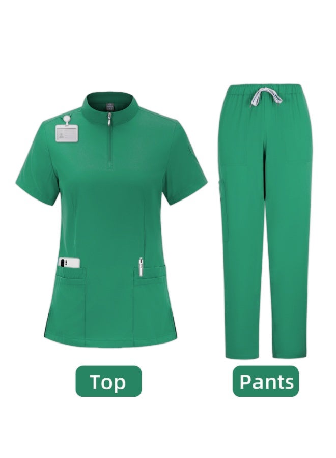 Loquat Womens Medical Scrubs Set Medical Uniform Set regular green - Image 1