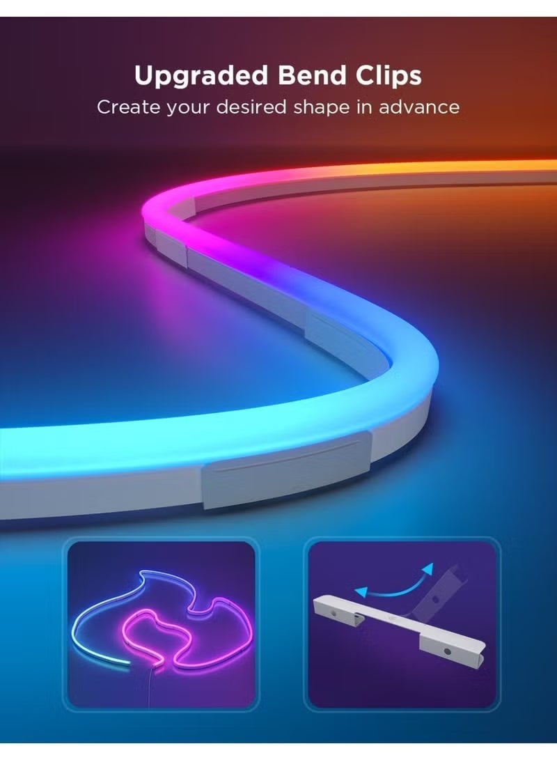 ضوء نيون RGB بطول 5 متر - متزامن مع الموسيقى، شريط LED مرن يمكن تخصيصه لغرفة الألعاب، غرفة النوم، وزينة الجدران - Image 2
