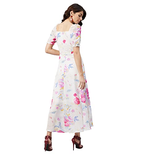 rare Women's Georgette Fit and Flare Maxi Dress (EP6218_White_M) - Image 4