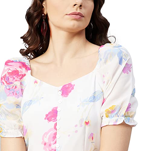 rare Women's Georgette Fit and Flare Maxi Dress (EP6218_White_M) - Image 5