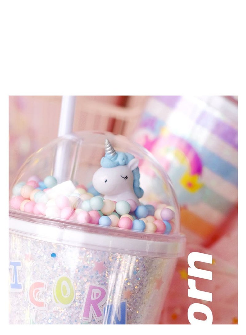 Y&D Water Bottle with Straw, Tumblers Unicorn and Fairy Stick, Reusable Plastic Cup for Adult or Kids 380ml - Image 2