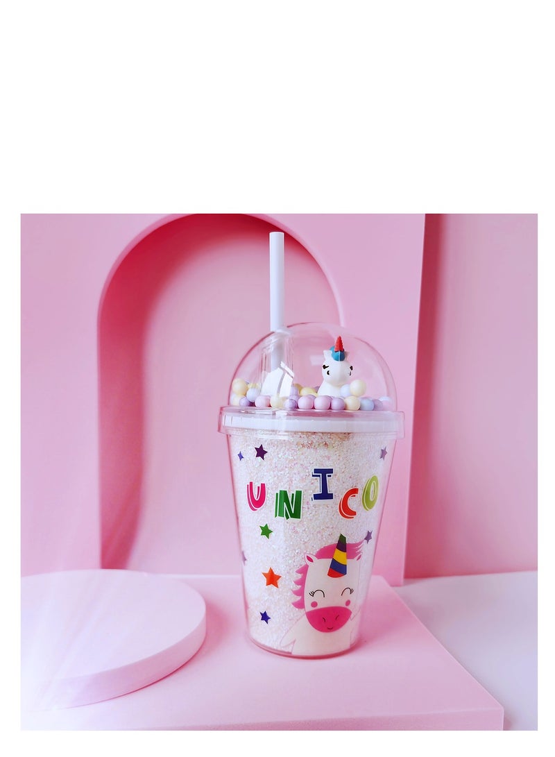 Y&D Water Bottle with Straw, Tumblers Unicorn and Fairy Stick, Reusable Plastic Cup for Adult or Kids 380ml - Image 3