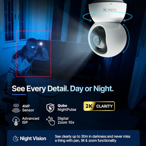 Qubo Smart 360° 4MP [Ultra 2K] Wi-Fi Security Camera [2026 Edition] by Hero Group | Indoor CCTV Cam for Home | AI Person Detection | Auto-Alarm | App Control - Image 4