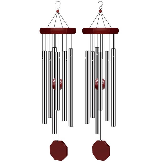 2 PACK MEMORIAL WIND CHIMES OUTDOOR LARGE DEEP TONE ELEGANT SYMPATHY WINDCHIME PERSONALIZED WITH 6 TUNED TUBES FOR GARDEN PATIO BALCONY AND HOME