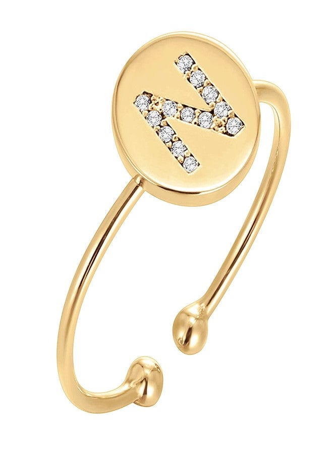 PAVOI 14K Gold Plated Initial Ring Stackable Rings for Women | Fashion Rings, Adjustable, Yellow Gold, Cubic Zirconia - Image 1