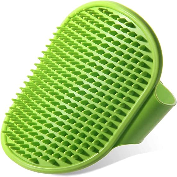 EPISKEY Dog Grooming Brush, Pet Shampoo Bath Brush Soothing Massage Rubber Comb with Adjustable Ring Handle for Long Short Haired Dogs and Cats (PET_RUBBER) - Image 1