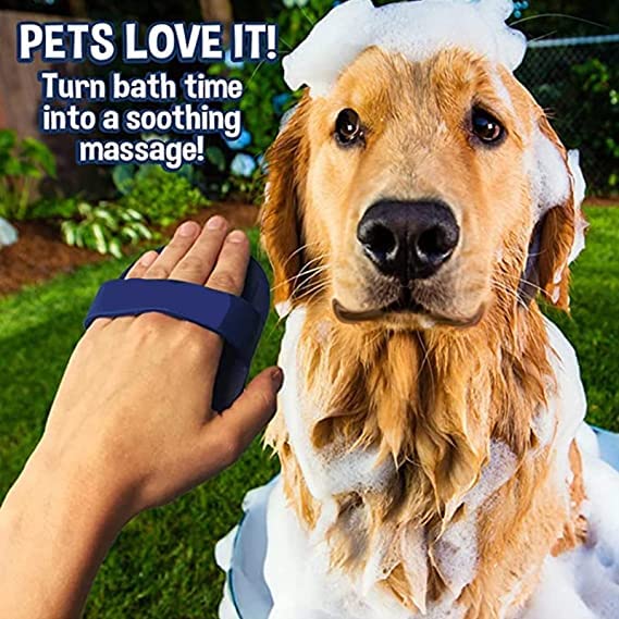EPISKEY Dog Grooming Brush, Pet Shampoo Bath Brush Soothing Massage Rubber Comb with Adjustable Ring Handle for Long Short Haired Dogs and Cats (PET_RUBBER) - Image 4
