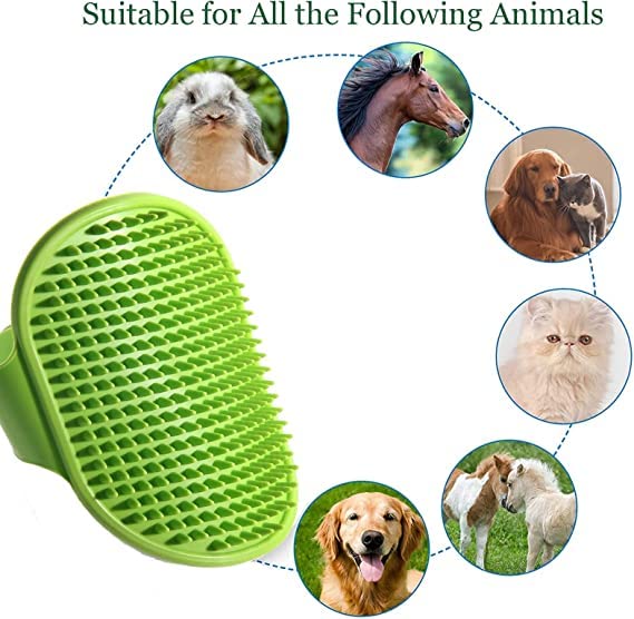 EPISKEY Dog Grooming Brush, Pet Shampoo Bath Brush Soothing Massage Rubber Comb with Adjustable Ring Handle for Long Short Haired Dogs and Cats (PET_RUBBER) - Image 3