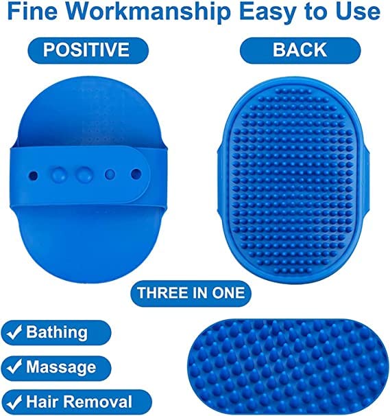 EPISKEY Dog Grooming Brush, Pet Shampoo Bath Brush Soothing Massage Rubber Comb with Adjustable Ring Handle for Long Short Haired Dogs and Cats (PET_RUBBER) - Image 5