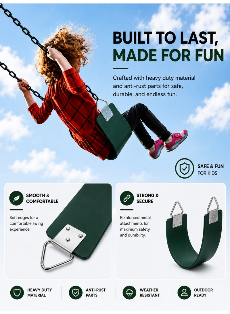 Funz Swing Seat with 150cm Anti-Rust Chains Thermoplastic Coated Support 110kg Swing Seat Replacement with Snap Hooks for Outdoors Playground Black - Image 4