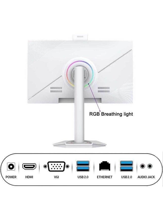 All-in-One Desktop Computer With Full HD (1920x1080) Display, Intel Core i5-3380M Processor/8GB RAM DDR3/256GB SSD/ 5MP Camera/RGB Backlight/ With Wired Keyboard & Mouse arabic white - Image 3