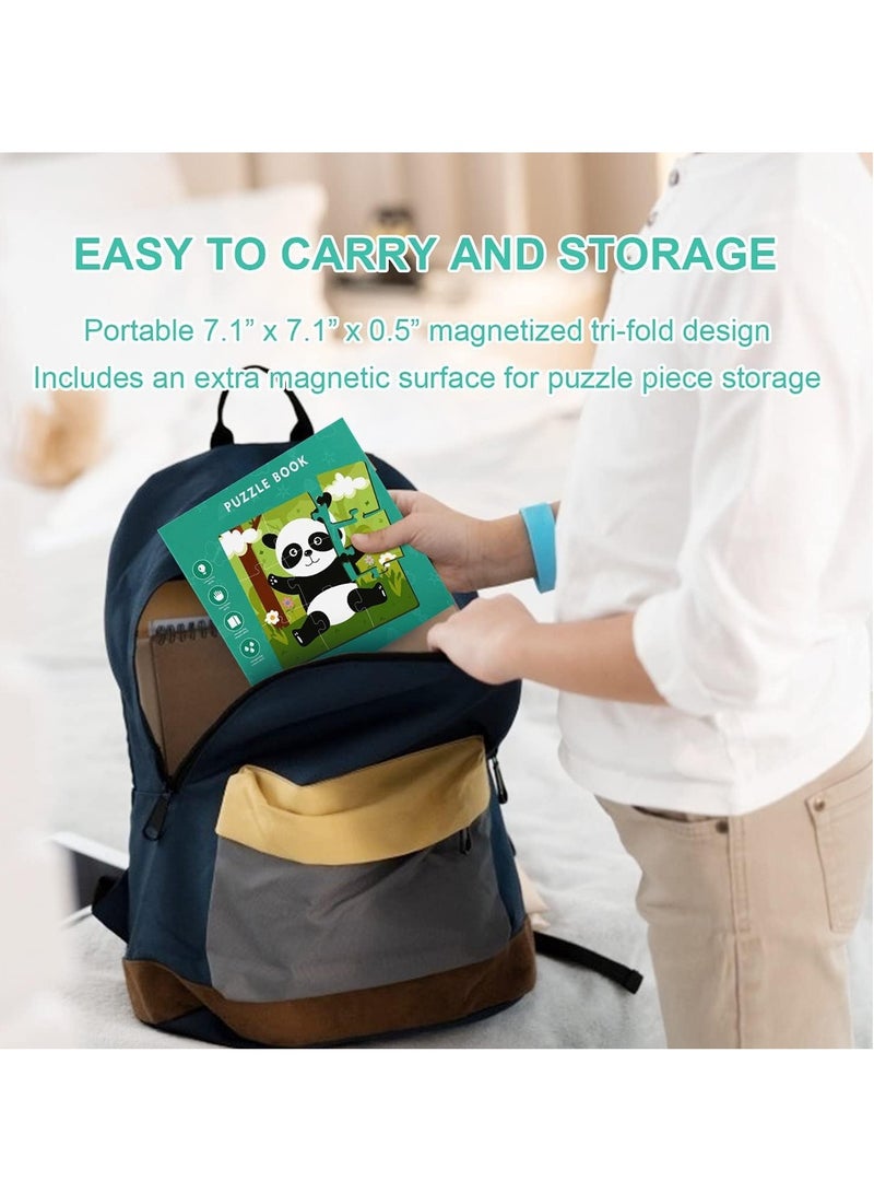 الألغاز المغناطيسية للأطفال من عمر 3 4 5 سنوات، النسخة المتقدمة 9-12-16 قطعة كتاب الألغاز الخشبية للحيوانات، ألعاب السفر، ألعاب تعليمية لمرحلة ما قبل المدرسة - Image 2