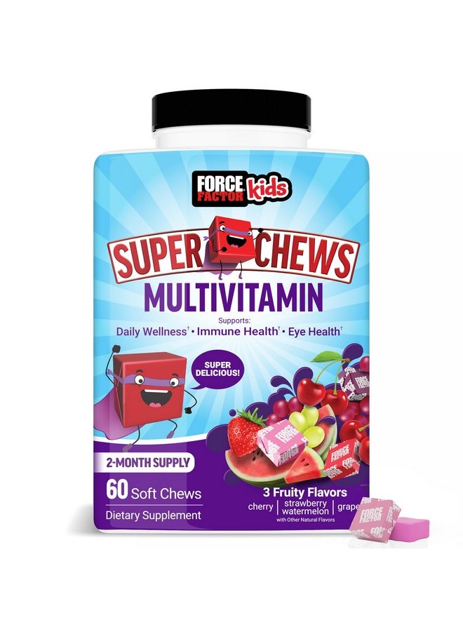 Force Factor Force Factor Kids Multivitamin Super Chews, Kids Vitamins to Support Wellness, Immune Health, Eye Health, & More with 18 Vitamins, Minerals, & Antioxidants, 2-Month Supply, Multi-Flavor, 60 Soft Chews  - Image 1