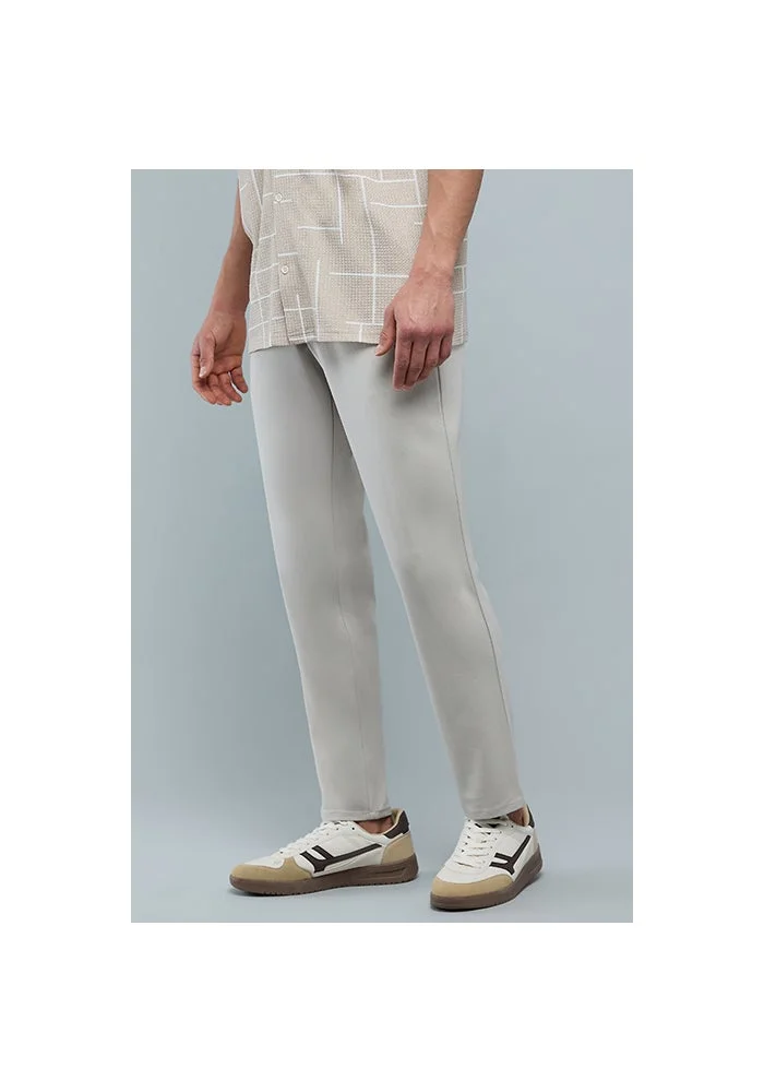 أر أند بي Solid Slim Fit Pants with Button Closure