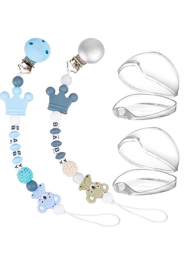 Beauenty - 4 pieces Pacifier Clip And Pacifier Protect Case  Baby Boy And Girl's Pacifier Chain Virtual Curved Teeth Molar Toy Strap Support Shower Newborn Gift Pacifier Chains - Image 1