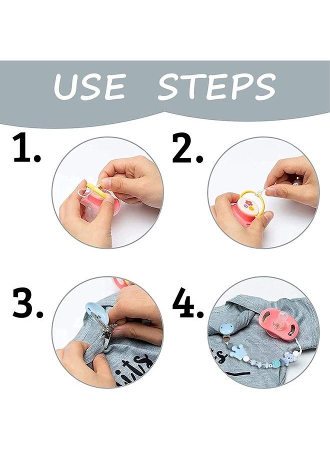 Beauenty - 4 pieces Pacifier Clip And Pacifier Protect Case  Baby Boy And Girl's Pacifier Chain Virtual Curved Teeth Molar Toy Strap Support Shower Newborn Gift Pacifier Chains - Image 1