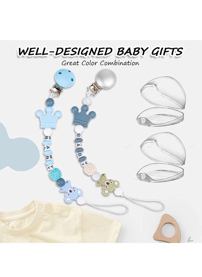 Beauenty - 4 pieces Pacifier Clip And Pacifier Protect Case  Baby Boy And Girl's Pacifier Chain Virtual Curved Teeth Molar Toy Strap Support Shower Newborn Gift Pacifier Chains - Image 1
