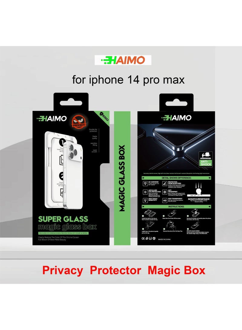 Haimo for iphone 14 pro max Super Glass Magic Box  Screen Privacy Protector, High-Aluminum Material, Oil-Resistant, Fingerprint-Proof, Scratch-Resistant, Wear-Resistant with Rounded Edges for Comfortable Grip for iphone 14 pro max，Extremely simple installation and use - Image 1