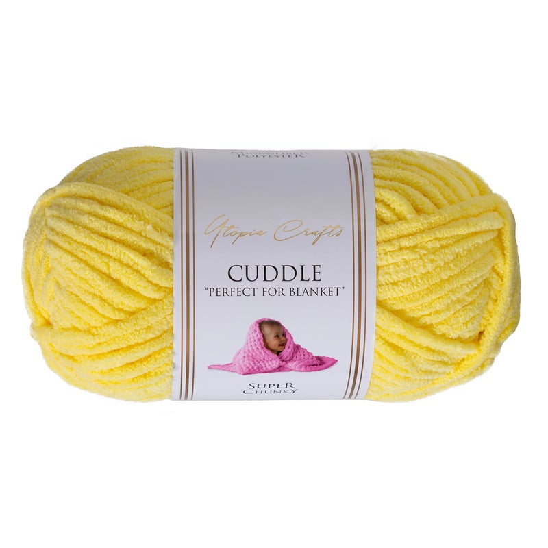 Utopia Crafts Cuddle Super Chunky Chenille Yarn Lemon Yellow 100g 60m Ball Fluffy Soft  Easy to Use Ideal Chunky Yarn for Crochet  Knitting Machine Washable BeginnerFriendly Wool Alternative