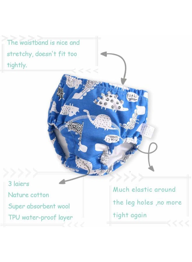 U0U Baby Girls' 4 Pack Cotton Training Pants Toddler Potty Training Underwear for Boys and Girls 12M-4T (Boys, 3T) Blue - Image 4