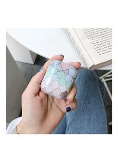 NIBEMINENT Generation Glossy Colourful Exquisite Pattern Bluetooth Headset Case for Apple AirPods 1/2 Fish Scale Blue  - Image 2