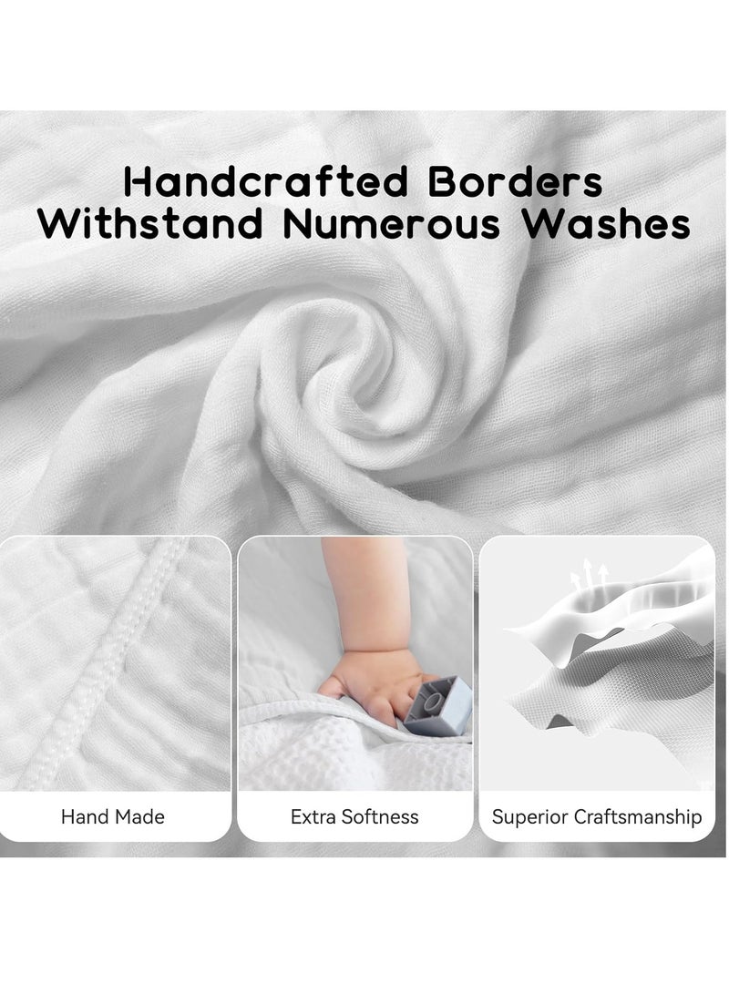 عام مناشف أطفال بغطاء رأس للأطفال الصغار والرضع، منشفة حمام من الشاش ناعمة وعالية الامتصاص للأولاد والبنات (عبوة واحدة باللون الأبيض النقي) - Image 4