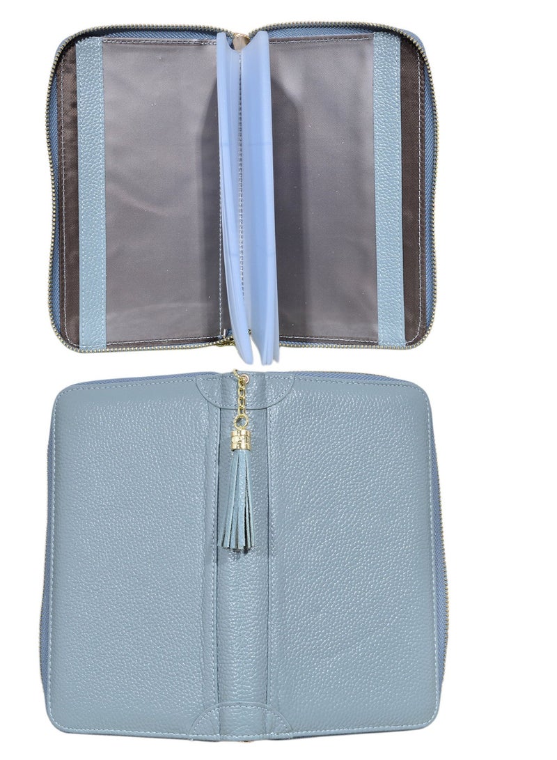 Genuine Leather Credit Card Holder Zipper Wallet, RFID Blocking Secure Card Case, Leather Card Case Organizer with 60 Card Slots, Suitable for Women Girl Perfect Gift - Image 5