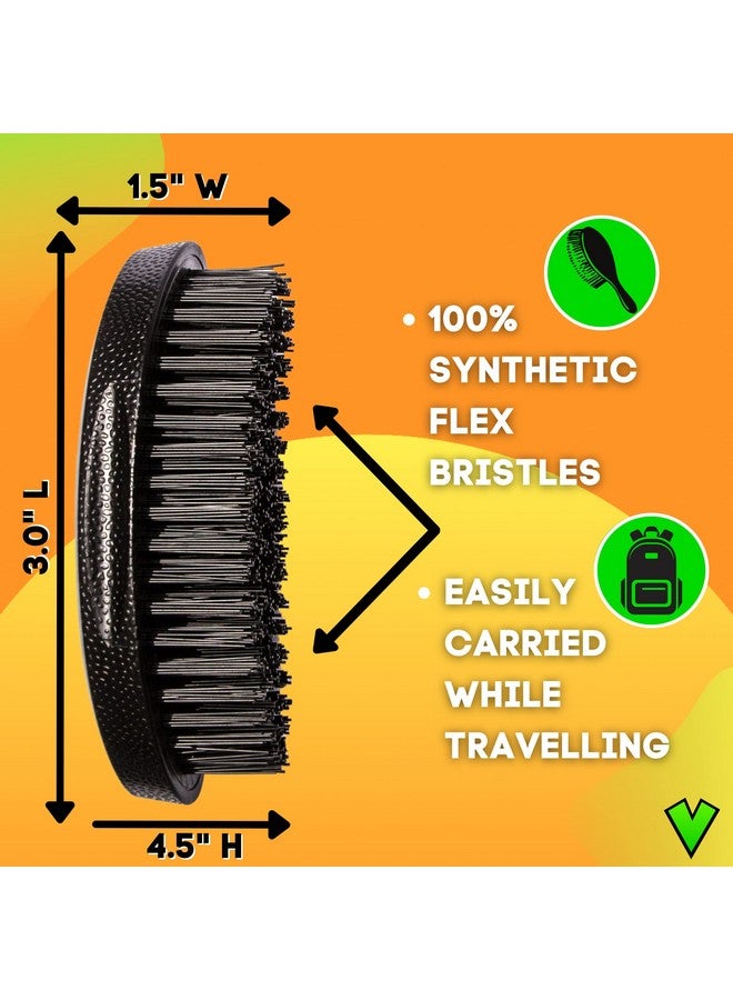 Veeta Superior Wave Brush Palm Wave Brush For Men 360 With Protective Cover 100% Synthetic Flex Bristles Curved Wave Brush Designed To Deepen & Define Wave Pattern (Medium) - Image 5